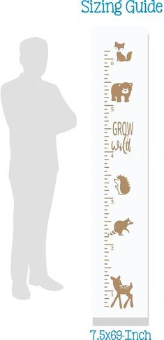 Grow Wild Woodland Forest Animals Vinyl Wall Art Decal Growth Chart - Kids Height Wall Chart Sticker - Kids Ruler Height Tracker in Black, 7.5x69-Inch in Saudi Arabia