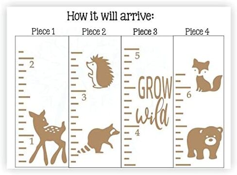 Grow Wild Woodland Forest Animals Vinyl Wall Art Decal Growth Chart - Kids Height Wall Chart Sticker - Kids Ruler Height Tracker in Black, 7.5x69-Inch in Saudi Arabia
