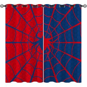 Superhero Blackout Curtains for Girls Boy Home Decor, Children Baby Black Red Spider Web Grommet Thermal Insulated Drapes Darkening Window Curtain for Bedroom Living Room, 42 x 45 Inch