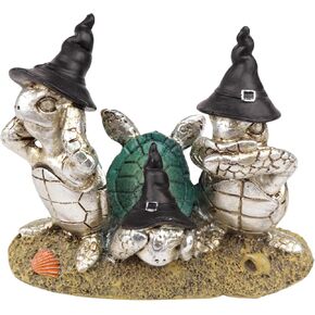 Hear See Speak No Evil Turtle Figurine, Halloween Sea Creatures Decoration, 4.5 x 4 Inches