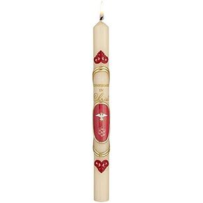CB Church Supply Hand Decorated Sacramental Confirmation Candle by Will & Baumer, 9.75-Inch, with Dove