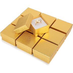 Prestige & Fancy Brown Jewelry Gift Boxes 10 Pack, 2 x 1.75 x 1.12 Cardboard Ring Boxes with Foam Ring Slot, Ring box, Small Jewelry Boxes for earrings, Rings, For selling, Birthdays, Christmas,