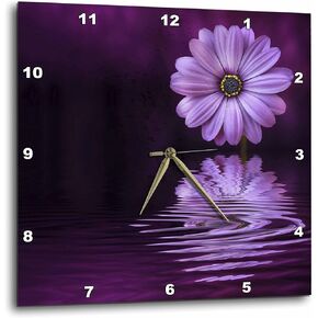 3dRose Gerbera Daisy Reflecting in Water Wall Clock, 15" x 15", Purple