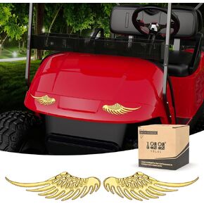 10L0L Golf Cart Stickers 3D Metal Stereo Wing Decals,Universal Decoration Accessories Emblem for Yamaha/EZGO/Club Car(Gold)