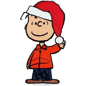 Product Works 8" Peanuts Linus Wearing Santa Hat Jelz Christmas Window Cling