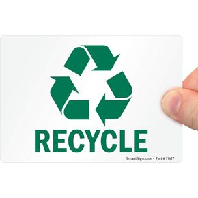 SmartSign - U1-1028-ND_5x3.5 Adhesive Vinyl Label, Legend "Recycle" with Graphic, 3.5" high x 5" wide, Green on White