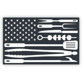 VulgrCo USA American Barbeque Tool Flag BBQ Cooking Funny Sticker Vinyl Waterproof UV Resistant Decal for Phones Laptops Water Bottles Tumblers Boats Cars Trucks Windows Kayak 3" inch Bumper Stickers
