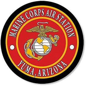 Round Marine Corps Air Station Yuma Arizona Sticker (Logo Base az Vinyl Decal (3 inch) USMC Licensed
