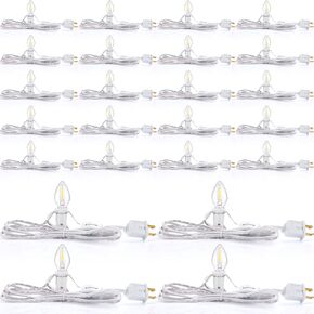 24 Packs Accessory Cord with LED Light Bulb, 6 Ft Warm Light Accessory Cord Kit (White)