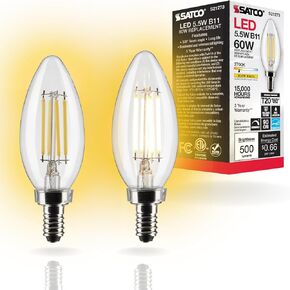 Satco S21273 5.5 Watt B11 LED Light Bulb - 2700K (2 LED Bulbs)