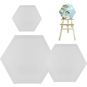 Hexagon Stretched Blank Canvas for Painting White Canvas Boards with Frame Set of 3 (8/6/4in) Canvases, Painting Supplies Art Board Paint Canvas Panels DIY Gift for Kids Adults Artist Hobby Painters