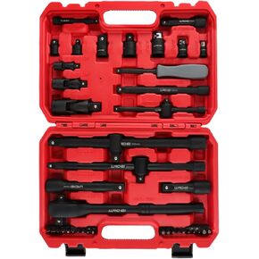 LLNDEI 19PCS Drive Tool Accessory Set Includes Socket Adapters, Socket Extension Bar, Swivel Universal Joints, Impact Coupler, Sliding Bar T-handle Wrench, Socket Accessories(1/4", 3/8" & 1/2" Drive)