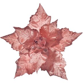 Fule Large Christmas Poinsettia 6pcs 9.4-Inch Christmas Flowers Picks Spray Artificial Glitter Flower Ornaments for Christmas Tree Wreath Garland Decoration (Dark Red)