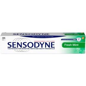 Sensodyne Fresh Mint Sensitive Toothpaste, ADA Accepted Toothpaste for Cavity Prevention and Sensitive Teeth Treatment, Travel Size - 0.8 Ounces (Pack of 4)