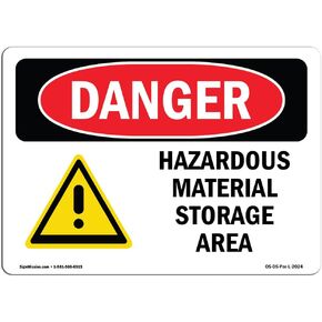 OSHA Danger Sign - Hazardous Material Storage Area | Aluminum Sign | Protect Your Business, Construction Site, Warehouse & Shop Area | Made in The USA