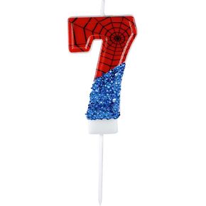 Spider Candle, Spider Web Candles Blue Sequins Number Candle Cake Topper Candle Birthday Cake Candles Spider Birthday Decorations for Boy Spider Themed Birthday Party Halloween Supplies (3)