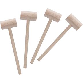 Wooden Crab Mallets Lobster Hammers Seafood Crackers, Beechwood, Set of 4