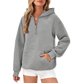 BTFBM Womens 2024 Fall Fashion Casual Hoodies Quarter Zip Sweatshirts Casual Long Sleeve V Neck Solid Pullover Tops
