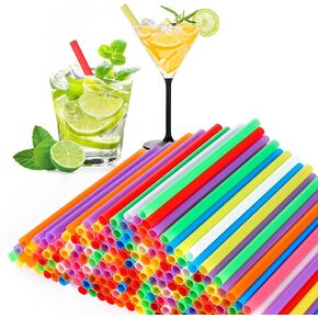 [500 Pcs] 5 Inch Plastic Drinking Straws - 0.24'' Diameter Disposable Straws for Coffee and Cocktail, Colorful Short Straws for Bar, Club, Kitchen