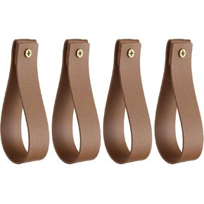 uxcell 4pcs Leather Curtain Rod Holder 1 x 4.7 Inches Wall Hanging Straps Curtain Rod Hook Brackets Hangers with Screws for Wall Bathroom Kitchen Bedroom, Dark Blue