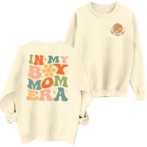 EGELEXY Mama Sweatshirt Women Boy Mom Shirts Boy Mama Pullover Top Casual Mothers Day Long Sleeve Blouse Tees
