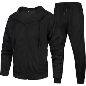 MANTORS Men's Hooded Athletic Tracksuit Full Zip Casual Jogging Gym Sweat Suits