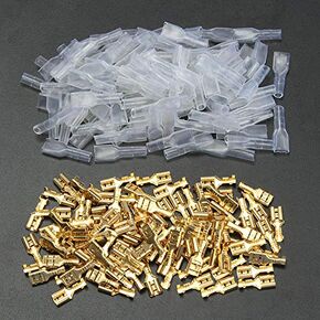 200 pcs Electrical Insulating Sleeve Wire Wrap Connector Gold Female Spade Crimp Terminal 22 to 16 AWG 4.8mm