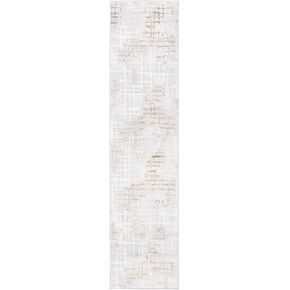 SAFAVIEH Orchard Collection Runner Rug - 2'2" x 9', Grey & Gold, Modern Abstract Design, Non-Shedding & Easy Care, Ideal for High Traffic Areas in Living Room, Bedroom (ORC672F)