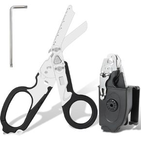 Multi-function Emergency Response Scissors Pliers, Duty Emergenc Shears with Strap Cutter and Glass Breaker, Outdoor Camping Stainless Steel Collapsible Trauma Shears with Compatible Holster