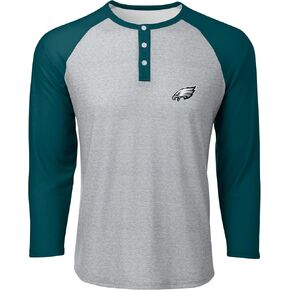 FOCO mens Nfl Team Logo Long Sleeve Henley Shirt, Gray Team Logo, Large US