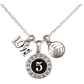 MadSportsStuff Girls Volleyball Necklace with Jersey Number (Available in 39 numbers)