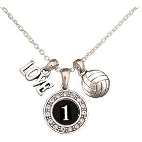 MadSportsStuff Girls Volleyball Necklace with Jersey Number (Available in 39 numbers)
