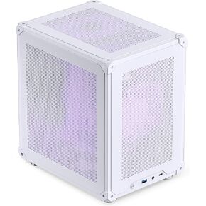 JONSBO C6-ITX white ITX Handled Mesh PC Case, Simple Compact Desktop ITX Chassis, SP MB ITX/MINI-DTX, ATX Power Bite (L140mm Max.), 170mm Tower Cpu Cooler,3 Fan positions, Tool-free Open Case, white