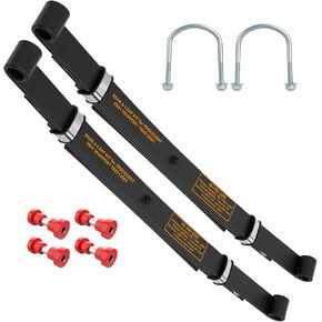 Golf Cart Heavy Duty Rear 4 Leaf Spring Kit for Club Car Precedent 2004-up Electric & Gas, 4 Leafs Spring Replace OEM# 102509301, 102513001 with Bushings Sleeves & U Bolts