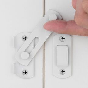 4 Packs Matte White Barn Door Latches，2.75" x 2.02" Stainless Steel barn gate flip Door Latch Bi-fold Door Lock,Sliding Door Latches Wine Cabinet Closet Door Latches，White Finish.