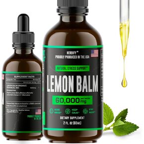 Lemon Balm - Lemon Balm Tincture - Melissa Officinalis Leaf Liquid Extract - Lemon Balm Extract for Stress Relief, Brain Support, Mood Boost - Lemon Balm Drops for Immune & Cognitive Support - 2 Fl oz
