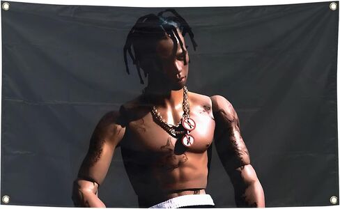 Generic Cover of American Hip-Hop T-ravis Rapper Sc-ott Music Album 3x5Ft Tapestry Art Background Wall Hanging Home Decoration Bedroom Living Room University Dormitory Decoration, black in Saudi Arabia