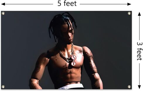 Generic Cover of American Hip-Hop T-ravis Rapper Sc-ott Music Album 3x5Ft Tapestry Art Background Wall Hanging Home Decoration Bedroom Living Room University Dormitory Decoration, black in Saudi Arabia