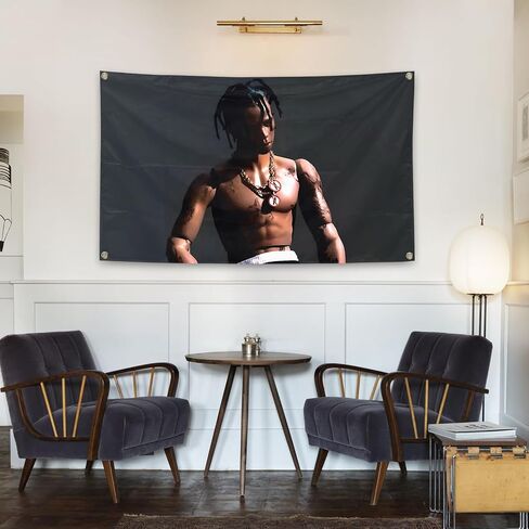 Generic Cover of American Hip-Hop T-ravis Rapper Sc-ott Music Album 3x5Ft Tapestry Art Background Wall Hanging Home Decoration Bedroom Living Room University Dormitory Decoration, black in Saudi Arabia