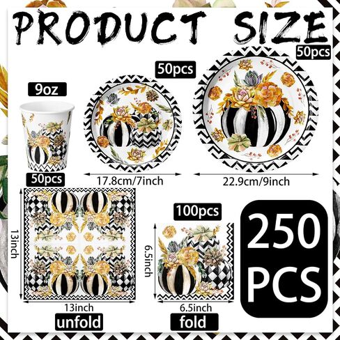 Hsei 250 Pcs A Little Pumpkin Plates and Napkins Party Decorations Disposable Tableware Sets Baby Shower Birthday Party Supplies Serves 50 Guests Dinnerware Baby Bridal Shower Party Favors in Saudi Arabia