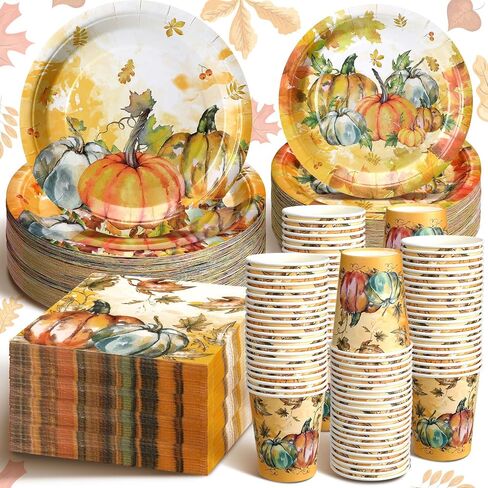 Hsei 250 Pcs A Little Pumpkin Plates and Napkins Party Decorations Disposable Tableware Sets Baby Shower Birthday Party Supplies Serves 50 Guests Dinnerware Baby Bridal Shower Party Favors in Saudi Arabia