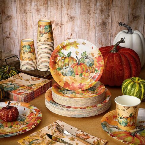 Hsei 250 Pcs A Little Pumpkin Plates and Napkins Party Decorations Disposable Tableware Sets Baby Shower Birthday Party Supplies Serves 50 Guests Dinnerware Baby Bridal Shower Party Favors in Saudi Arabia