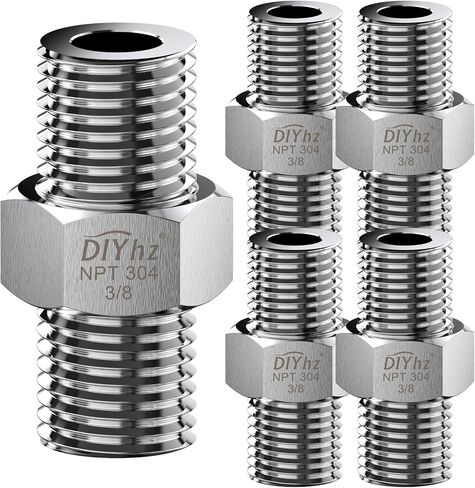 304 Stainless Steel Hex Nipple, Pipe Fitting 3/8" NPT Male x 3/8" NPT Male Pipe （Pack of 5） in Saudi Arabia