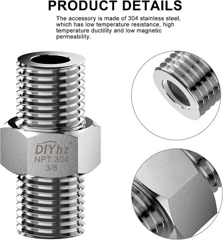 304 Stainless Steel Hex Nipple, Pipe Fitting 3/8" NPT Male x 3/8" NPT Male Pipe （Pack of 5） in Saudi Arabia