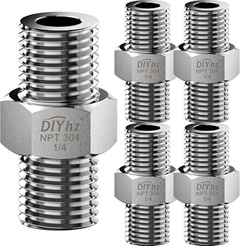 304 Stainless Steel Hex Nipple, Pipe Fitting 3/8" NPT Male x 3/8" NPT Male Pipe （Pack of 5） in Saudi Arabia