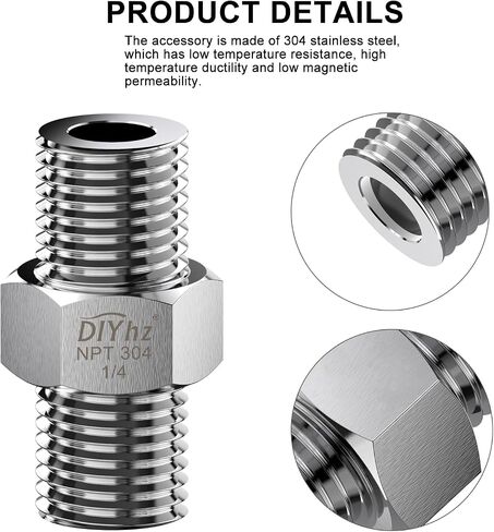 304 Stainless Steel Hex Nipple, Pipe Fitting 3/8" NPT Male x 3/8" NPT Male Pipe （Pack of 5） in Saudi Arabia