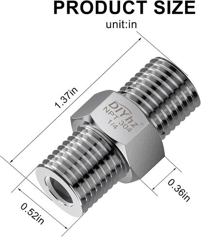 304 Stainless Steel Hex Nipple, Pipe Fitting 3/8" NPT Male x 3/8" NPT Male Pipe （Pack of 5） in Saudi Arabia