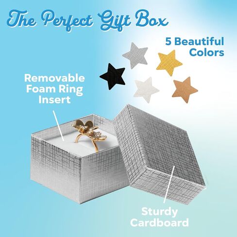 Prestige & Fancy Brown Jewelry Gift Boxes 10 Pack, 2 x 1.75 x 1.12 Cardboard Ring Boxes with Foam Ring Slot, Ring box, Small Jewelry Boxes for earrings, Rings, For selling, Birthdays, Christmas, in Kuwait