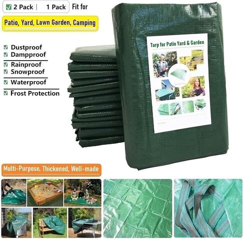 7x7 Ft Yard Garden Leaf Tarp W/ 4 Handles Waterproof Tarp for Sandbox Cover,Outdoor Tarpaulin,Lawn Debris,Landscape Pruning,Leaf Hauler,Tent Footprint,Camping Tent Mat,Patio Table,Yard Fire Pit Cover in Kuwait