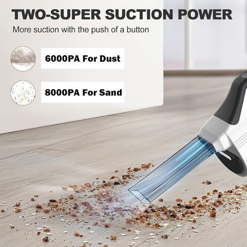 Handheld Vacuum Cleaner, Cordless Vacuum Cleaner, 8KPA Super Powerful Suction Cleaner, Rechargeable Portable Hand Vacuum,with Led, 2PC Hepa Filter, for Home & Pet Hair (White+Black) in Saudi Arabia